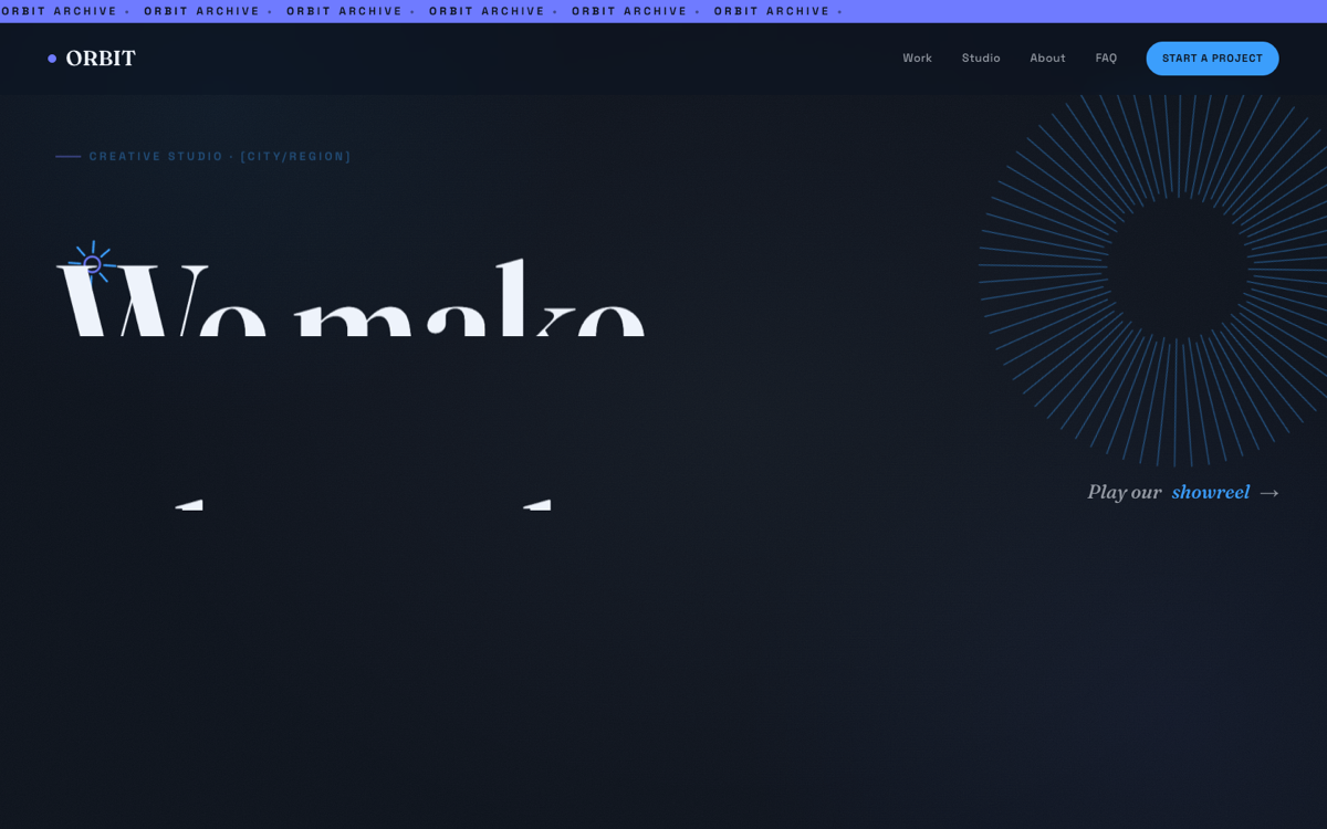 Orbital Studio Blue website style screenshot