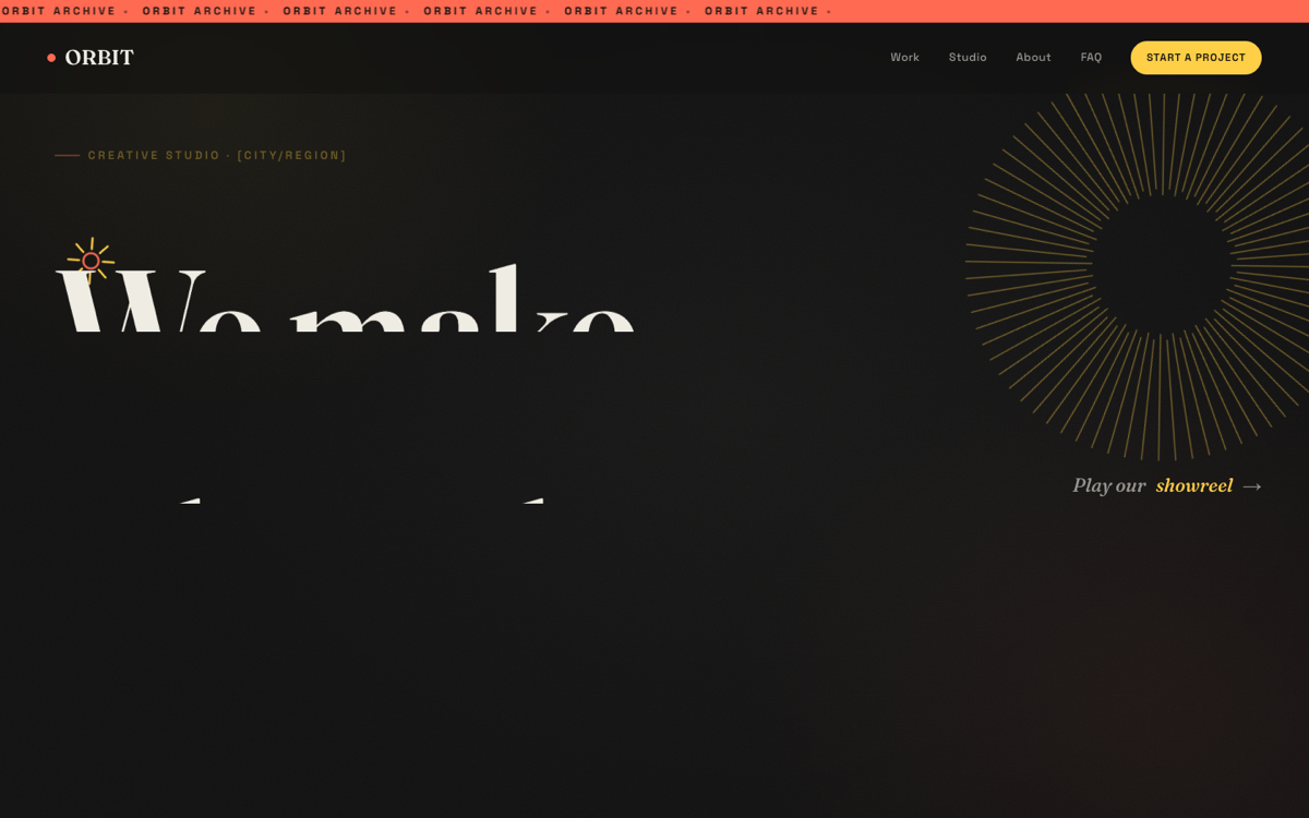 Orbital Studio website style screenshot
